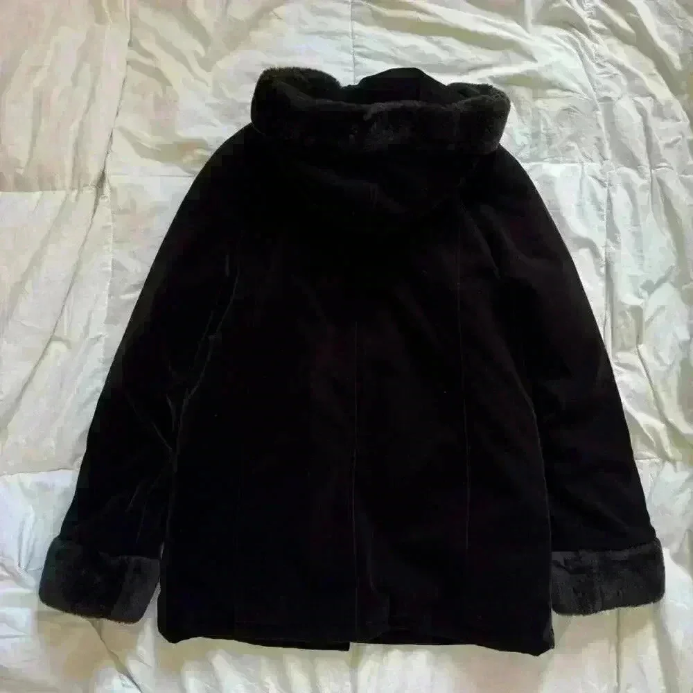 Vintage white stag chocolate brown velour faux fur jacket women’s small boho - Picture 5 of 7